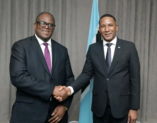 Chief Justice Mumba Malila with Botswana President Duma Boko in Gaborone, Botswana.
